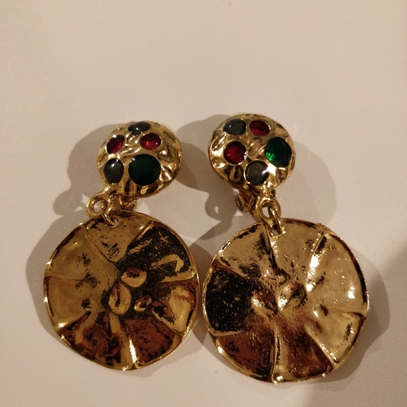 (3/$15) vintage clip-on color disk earrings - Picture 3 of 6